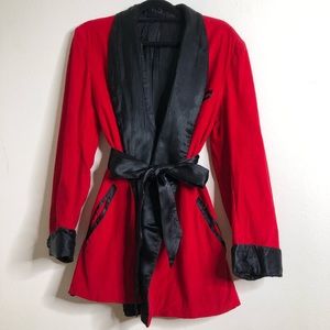 VINTAGE 1940 Red and Black Silk Smoking Jacket